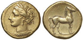 ZEUGITANIA Cartagine - Statere (350-320 a.C.) Testa di Tanit a s. - R/ Cavallo stante a d. - Jenkins 95,1 EL (g 7,41)

Status: BB