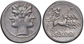Anonime - Didramma (225-212 a.C.) Testa di Giano - R/ Giove su quadriga a d., sotto, ROMA in incuso - B. 23; Cr. 30 AG (g 6,70) Bella patina

Status...