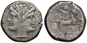 Anonime - Didramma (225-212 a.C.) Testa di Giano - R/ Giove su quadriga a d., sotto, ROMA in rilievo - B. 2; Cr. 44/5 AG (g 5,08)

Status: BB