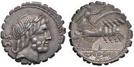 Antonia - Q. Antonius Balbus - Denario (83-82 a.C.) Testa di Giove a d. - R/ La Vittoria su biga a d. - B. 1; Cr. 364/1 AG (g 3,92) Splendida patina d...