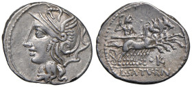 Appuleia - L. Appuleius Saturninus - Denario (104 a.C.) Testa di Roma a s. - R/ Saturno su quadriga a d. - B. 1; Cr. 317/3 AG (g 3,85)

Status: qSPL