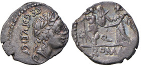 Egnatuleia - C. Egnatuleius C. f. - Quinario (97 a.C.) Testa di Apollo a d. - R/ La Vittoria stante a d. - B. 1; Cr. 333/1 AG (g 1,87) Decentrato ma d...