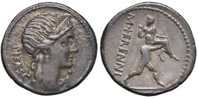 Herennia - M. Herennius - Denario (108-107 a.C.) Testa della Pietà a d. - R/ Anfinomo porta il padre sulle spalle - B. 1; Cr. 308/1 AG (g 3,92) Graffi...