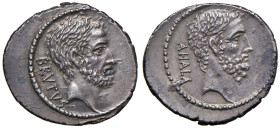 Junia - M. Junius Brutus - Denario (54 a.C.) Testa di L. Junius Brutus a d. - R/ Testa di Ahala a d. - B. 30; Cr. 433/2 AG (g 4,10) Splendido esemplar...