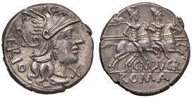 Lucretia - Cn. Lucretius Trio - Denario (136 a.C.) Testa di Roma a d. - R/ I Dioscuri a d. - B. 1; Cr. 237/1 AG (g 3,99) Piccole macchie al D/ ma di c...