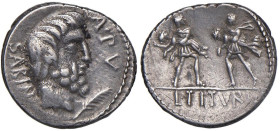 Tituria - L. Titurius - Denario (89 a.C.) Testa di Tazio a d. - R/ Il ratto delle Sabine - B. 2; Cr. 344/1b AG (g 3,99) Porosità al D/

Status: BB/B...