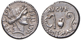 Cesare (+ 44 a.C.) Denario (zecca incerta, 46 a.C.) Testa di Cerere a d. - R/ Strumenti sacrificali - B. 16; Cr. 467/1 AG (g 4,11)

Status: qSPL