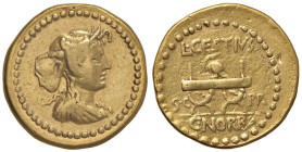 L. Cestius, C. Norbanus - Aureo (43 a.C.) Busto dell'Africa a d. - R/ Sedia curule - Cr. 491/1a AU (g 8,00) RR Graffio al R/. Ex Bertolami, 109, lotto...