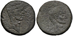 Ottaviano e il Divus Julius Caesar - Asse (circa 38 a.C., zecca incerta in Italia) Testa a d. - R/ Testa a d. del Divo Giulio - Crawford 535/1; RPC I ...