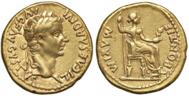 Tiberio (14-37) Aureo - Testa laureata a destra - R/ Livia seduta a d. - RIC 29 AU (g 7,64)

Status: qSPL