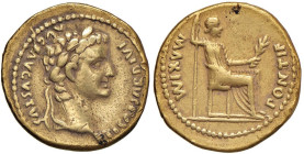 Tiberio (14-37) Aureo - Testa laureata a destra - R/ Livia seduta a d. - RIC 25 AU (g 7,74) Colpetti ed una colpo di lima al bordo

Status: qBB