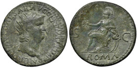 Nerone (54-68) Dupondio - Testa radiata a d. - R/ Roma seduta a s. - cfr. RIC 293 AE (g 10,39) Bella patina verde

Status: BB+