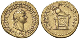 Domiziano (81-96) Aureo - Testa laureata a destra - R/ Elmo su trono. - RIC 270 AU (g 7,25)

Status: qSPL