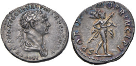 Traiano (98-117) Denario - Testa laureata a d. - R/ Marte andante a d. - RIC 269 AG (g 3,45) Splendida patina iridescente

Status: SPL+