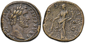 Antonino Pio (138-161) Sesterzio - Busto laureato a d. - R/ La Pace stante a s. - RIC 777 AE (g 28,31)

Status: BB+