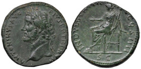 Antonino Pio (138-161) Sesterzio - Testa laureata a s. - R/ L'indulgenza seduta a s. - RIC 914 AE (g 28,55) Rarissimo con la testa a sinistra

Statu...