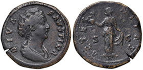 Faustina I (moglie di Antonino Pio) Sesterzio - Busto a d. - R/ L'Eternità stante a s. - RIC 1105 AE (g 26,26) Esemplare di modulo largo e ben centrat...