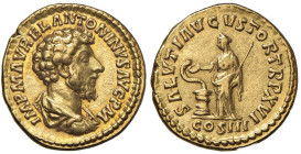 Marco Aurelio (161-180) Aureo - Busto a destra - R/ La Salute stante a s. - RIC 56 AU (g 7,28) Colpo al bordo

Status: SPL