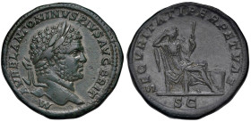 Caracalla (211-217) Sesterzio - Testa laureata a d. - R/ La Sicurezza seduta a s. - RIC 512d AE (g 24,98) Ex Nomos, asta 32, lotto 539 con questa desc...