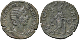 Giulia Mamea (madre di Alessandro Severo) Sesterzio - Busto diademato a d. - R/ La Felicità stante di fronte - RIC 676 AE (g 17,55) Bella patina verde...