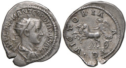 Gordiano III (238-244) Antoniniano (Antiochia) Busto radiato a d. - R/ La Vittoria su biga a s. - RIC manca AG (g 4,01) RRR

Status: BB+