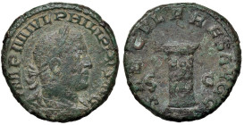 Filippo II (244-249) Asse - Busto laureato a d. - R/ Cippo inscritto - RIC 265 AE (g 9,75)

Status: BB