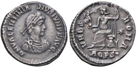 Valentiniano II (375-392). Siliqua (Aquileia) Busto diademato a d. - R/ Roma seduta a s. - RIC 15 (d) AG (g 2,62)

Status: SPL