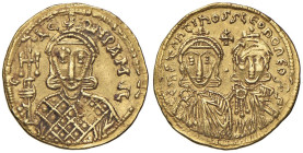 Costantino V (741-775) Solido - Busti di fronte di Costantino V e Leone IV - R/ Busto di fronte di Leone III - Sear 1551 AU (g 4,48) R Ribattuto

St...