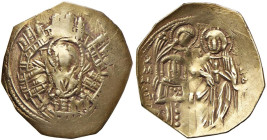 Michele VIII (1261-1282) Hyperpyron - Busto della Vergine di fronte tra le mura di Costantinopoli - R/ La Vergine incorona l'imperatore - Sear 2243 AU...