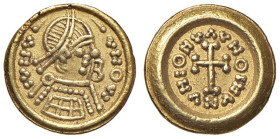 LONGOBARDI Monetazione pseudoimperiale in Italia - Tremisse (zecca incerta, forse Ticinum oppure zecca in Italia centrale, circa 620-700) Busto diadem...