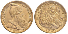 ALBANIA Zogu (1925-1939) 20 Franga 1926 R - Fr. 4 AU Sigillata FDC da Umberto Moruzzi

Status: FDC
