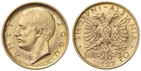 ALBANIA Zogu (1925-1939) 10 Franga 1927 R - Nomisma 17 AU (g 3,22) R Segnetto al D/

Status: qFDC