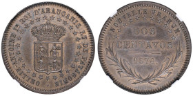 ARGENTINA, Patagonia - 2 Centavos 1874 - KM X#1 CU R In slab NGC MS64BN n. 6633886-015.

Status: MS64BN