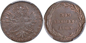 AUSTRIA Francesco I (1804-1835) Kreuzer 1809 Hall mint. Insurrection of Tyrol - KM # 148 CU In slab PCGS MS 64 BN cod. 458024.64/82139745. Conservazio...