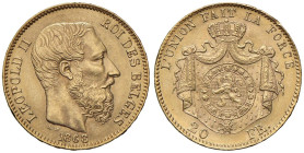 BELGIO Leopoldo II (1865-1909) 20 Franchi 1868 - KM 32 AU (g 6,46)

Status: SPL-qFDC