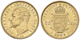 BULGARIA Ferdinando I (1887-1918) 20 Leva 1894 - KM 20 AU (g 6,43) Segnetti

Status: BB-SPL