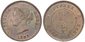 CIPRO Vittoria (1879-1901) 1/2 Piastra 1882 H - KM 2 CU (g 5,77) Colpo al bordo. Esemplare di altissima qualità

Status: qFDC/FDC