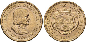 COSTA RICA 10 Colones 1897 - KM 140 AU (g 7,79) Graffi al R/

Status: SPL+/SPL