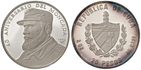 CUBA 20 Pesos 1993 - KM 471.1 AG (g 62,19) L'assalto alla caserma Moncada nel 1953, la seconda più importante fortezza militare cubana, fu il primo te...