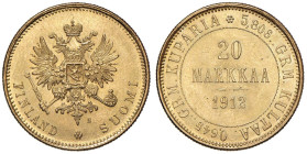 FINLANDIA Nicola II (1894-1917) 20 Marrkka 1912 S - KM 9.2 AU (g 6,44) Minimi segnetti da contatto al D

Status: qFDC/FDC