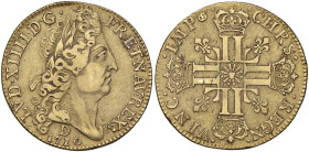 FRANCIA Luigi XIV (1643-1715) Doppio Luigi d'oro 1710 D Lyon - Fr. 443; Gad. 264 AU (g 16,18) RR Colpetto al bordo

Status: BB/SPL