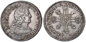 FRANCIA Luigi XIV (1643-1715) Ecu 1704 (?) K - KM 360; Gad. 224 AG (g 26,94) Ribattuto su Ecu 1702

Status: BB/BB+