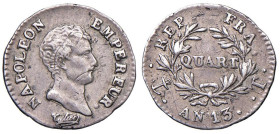 FRANCIA Napoleone (1804-1815) Quarto di franco An. 13 T Nantes - KM 654; Gad. 346 AG (g 1,23) RR

Status: BB/BB+