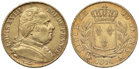 FRANCIA Luigi XVIII (1814-1824) 20 Franchi 1814 A - KM 706; Gad. 1026 AU (g 6,42)

Status: BB+