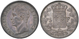 FRANCIA Carlo X (1824-1830) 5 Franchi 1830 B - Gad. 644; KM 728 AG (g 25,07) Bellissima patina

Status: qFDC