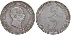 GERMANIA Hannover - Ernst August (1837-1851) 2/3 di Tallero 1839 - KM 180 AG (g 13,14) R

Status: SPL