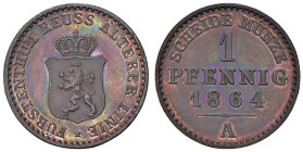 GERMANIA Reuss-Ältere Linie - Obergreiz - Heinrich XXII (1859-1902) Pfennig 1864 A-Berlin AKS 18 Jaeger 45 CU (g 1,52) Conservazione eccezionale

St...
