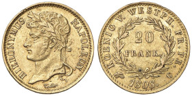 GERMANIA Westfalia - Girolamo Bonaparte (1807-1813) 20 Franchi 1808 C - KM 103 AU (g 6,41) R Appiccagnolo rimosso

Status: BB+