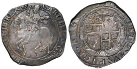 INGHILTERRA Carlo I (1625-1649) Mezza corona, zecca Torre di Londra - KM 122, Sp. 2778 AG (g 14,19) Triangolo in cerchio. Bellissima patina riposata
...