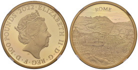 INGHILTERRA Elisabetta II (1952-2022) 100 Sterline 2022 - KM 2260 AU In slab NGC First Day of Issue PF 70 ULTRA CAMEO cod. 6380556-003. Con astuccio o...